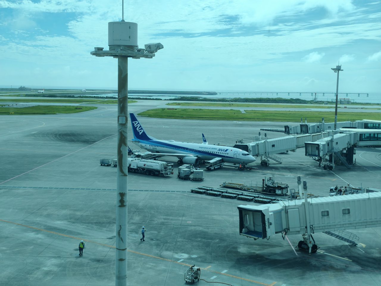 窓越しに間近に見えるANA機
