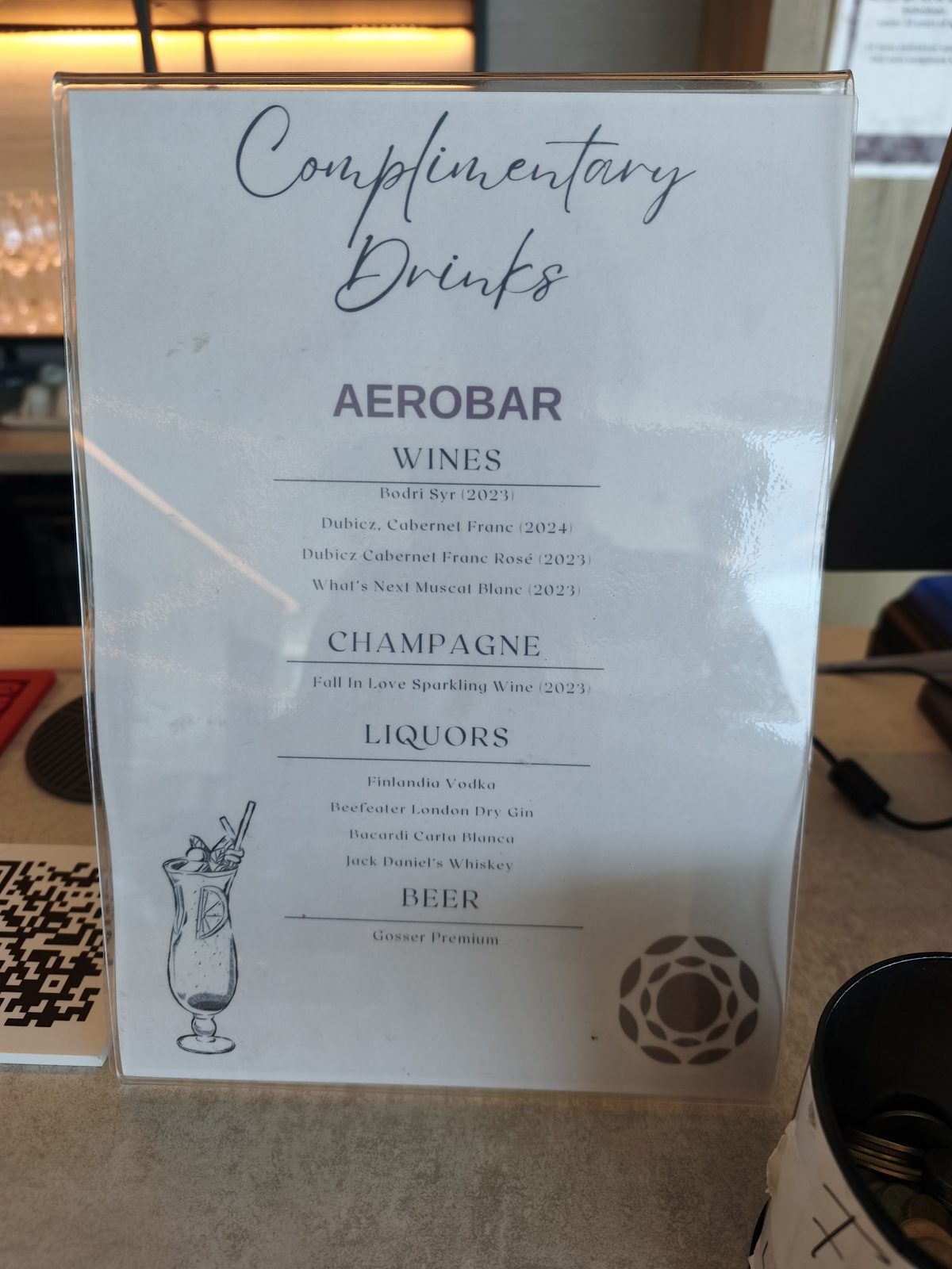 Plaza Premium Lounge（Non-Schengen）の無料ドリンクメニュー